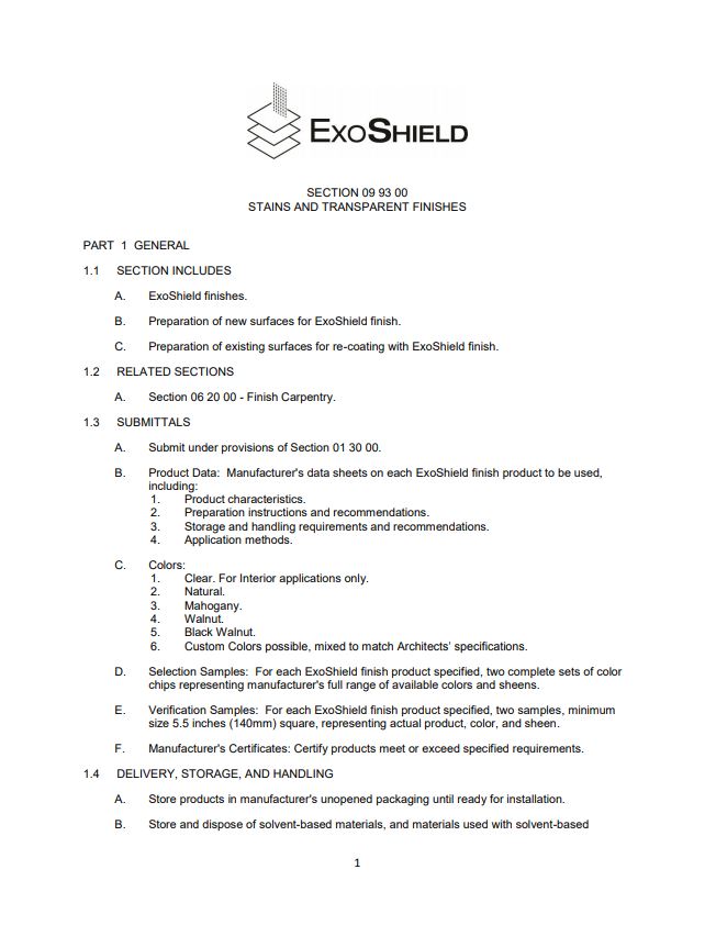 Architect Specifications (CSI) - ExoShield